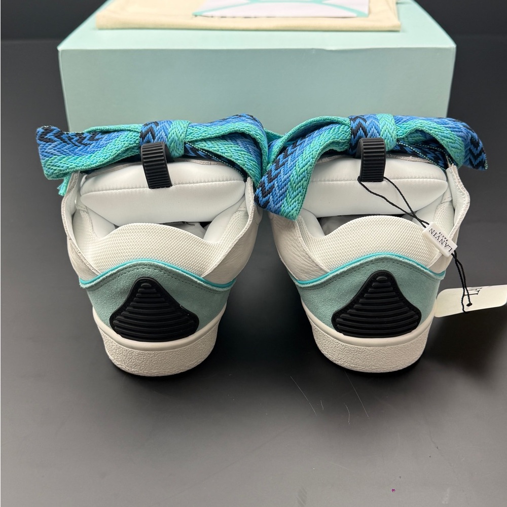 Women’s Low-Top Sneakers with Blue & Teal Braided Laces - Picture 3 of 10